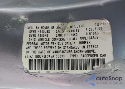 2016 Honda Accord Lx z USA, uszkodzony, nr VIN 1HGCR2F3XGA153233